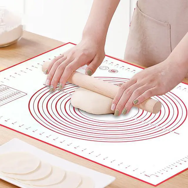 Alt view image 7 of 7 - Silicone Baking Mat Super Large, 32x24 inch Silicone Pastry Non Stick Kneading Mat with Cable Ties and Dough Scraper, Measurement Food Grade Silicone Mat for Rolling Dough