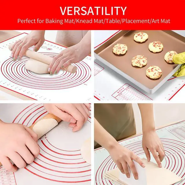 Alt view image 5 of 7 - Silicone Baking Mat Super Large, 32x24 inch Silicone Pastry Non Stick Kneading Mat with Cable Ties and Dough Scraper, Measurement Food Grade Silicone Mat for Rolling Dough