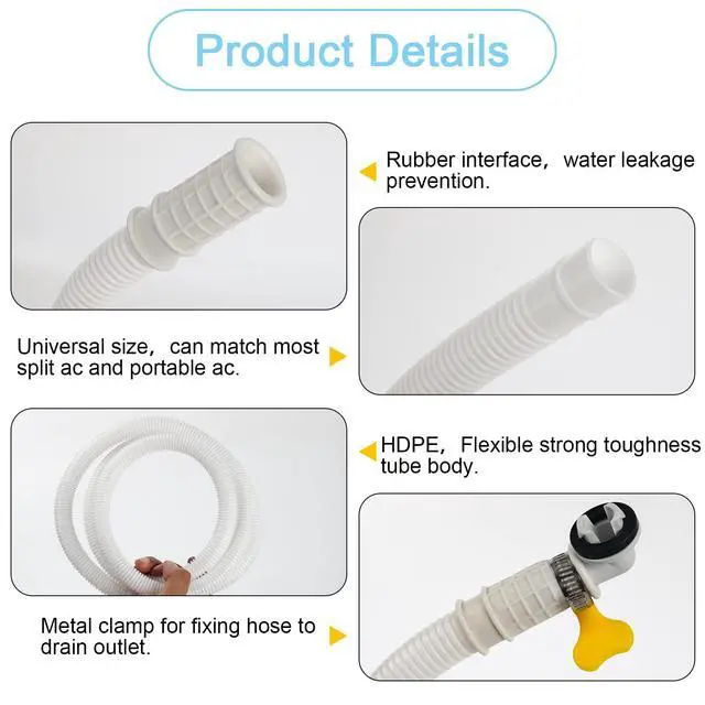 Alt view image 3 of 7 - 2 Pack 5 Ft Air Conditioner Drain Hose Kit, Plastic Tube for AC Condensate, Flexible AC Drain Hose for Mini Split AC Portable AC Washer Dishwasher Faucet