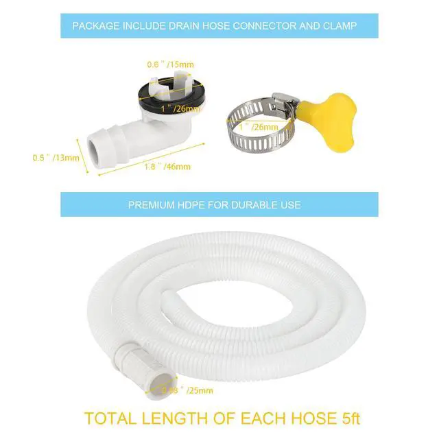 Alt view image 2 of 7 - 2 Pack 5 Ft Air Conditioner Drain Hose Kit, Plastic Tube for AC Condensate, Flexible AC Drain Hose for Mini Split AC Portable AC Washer Dishwasher Faucet