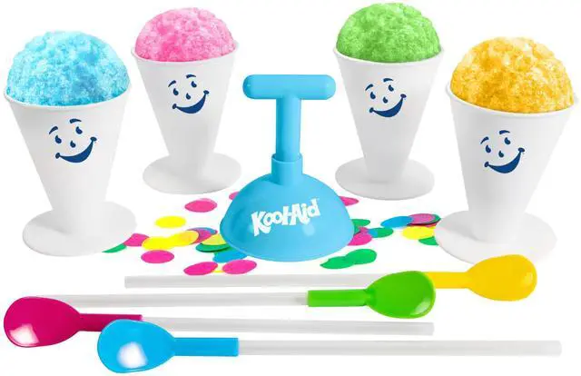 Main image of Kool-Aid Deluxe Snow Cone Party Kit - 4 Reusable Snow Cone Cups, 4 Spoon Straws, Snow Cone Shaper, Colorful Confetti - Birthday Party or Summer Cookout Serving