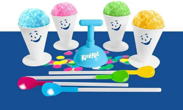 Alt view image 3 of 6 - Kool-Aid Deluxe Snow Cone Party Kit - 4 Reusable Snow Cone Cups, 4 Spoon Straws, Snow Cone Shaper, Colorful Confetti - Birthday Party or Summer Cookout Serving