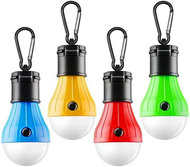Main image of Portable LED Tent Lamp, Clip Hook Hurricane Emergency Light Bulb, Camping Equipment Lanterns for Hiking, Backpacking Outage, B-CLOSED-HOOK, 4 Packs