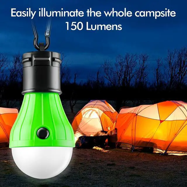 Alt view image 2 of 7 - Portable LED Tent Lamp, Clip Hook Hurricane Emergency Light Bulb, Camping Equipment Lanterns for Hiking, Backpacking Outage, B-CLOSED-HOOK, 4 Packs