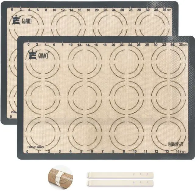 Main image of 2 Pack Silicone Baking Mats, 11.6" x 16.5" Each, 0.7mm Thick, Food Grade Non-Stick Reusable Baking Mats & Baking Sheet Liners for Cookies, Macarons, Bread, Pizza & Pastry
