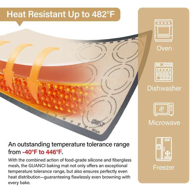 Alt view image 4 of 7 - 2 Pack Silicone Baking Mats, 11.6" x 16.5" Each, 0.7mm Thick, Food Grade Non-Stick Reusable Baking Mats & Baking Sheet Liners for Cookies, Macarons, Bread, Pizza & Pastry