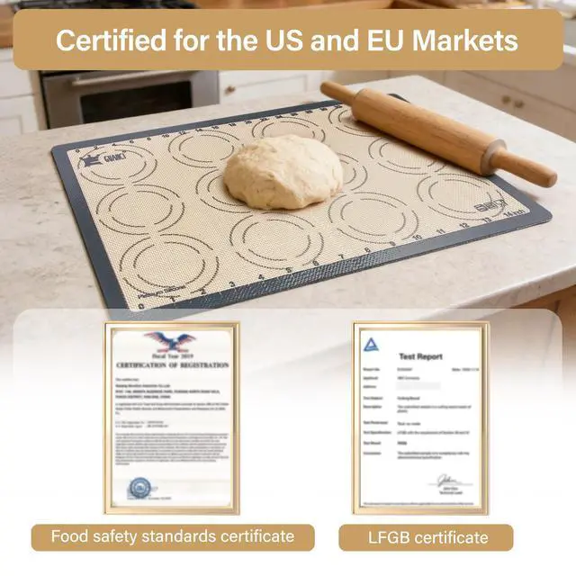 Alt view image 5 of 7 - 2 Pack Silicone Baking Mats, 11.6" x 16.5" Each, 0.7mm Thick, Food Grade Non-Stick Reusable Baking Mats & Baking Sheet Liners for Cookies, Macarons, Bread, Pizza & Pastry