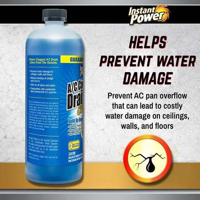 Alt view image 3 of 6 - A/C Condensate Drain Line Cleaner - AC & HVAC Unclogger for Air Conditioner Drain Lines, Prevents Odors & Water Damage, Safe for Pipes & Septic Systems - 32 oz (Pack of 1)