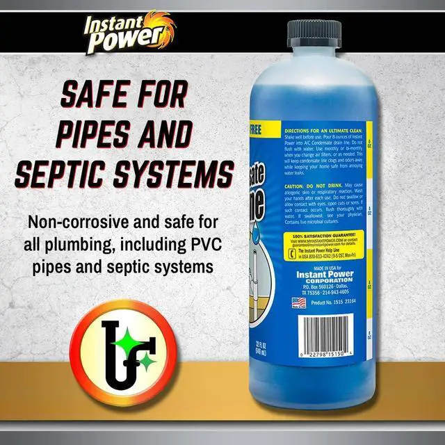 Alt view image 4 of 6 - A/C Condensate Drain Line Cleaner - AC & HVAC Unclogger for Air Conditioner Drain Lines, Prevents Odors & Water Damage, Safe for Pipes & Septic Systems - 32 oz (Pack of 1)