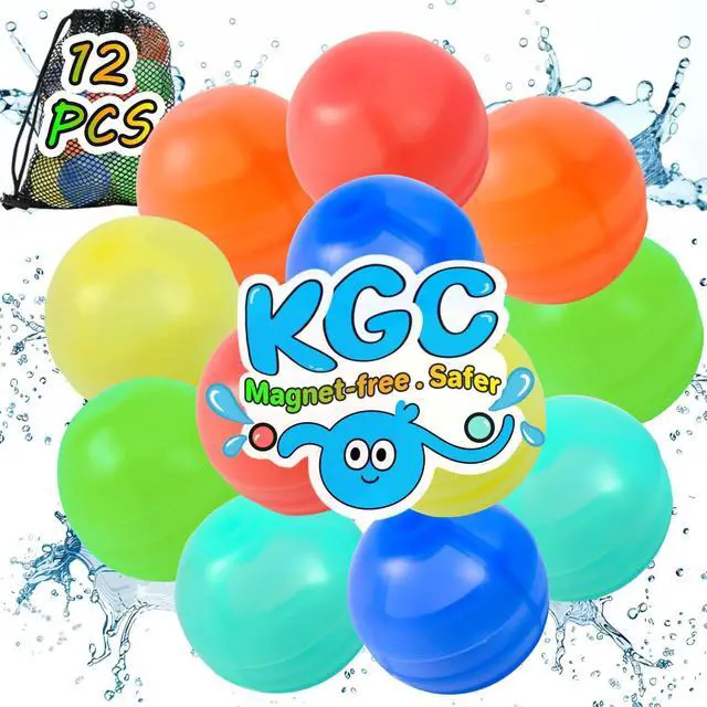 Main image of 12-Pack Reusable Water Balloons, Magnet-Free Silicone Refillable Splash Balls, Self-Sealing Outdoor Summer Water Toys for Kids and Family