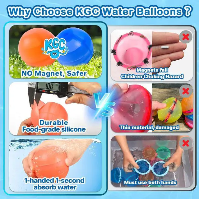 Alt view image 3 of 7 - 12-Pack Reusable Water Balloons, Magnet-Free Silicone Refillable Splash Balls, Self-Sealing Outdoor Summer Water Toys for Kids and Family
