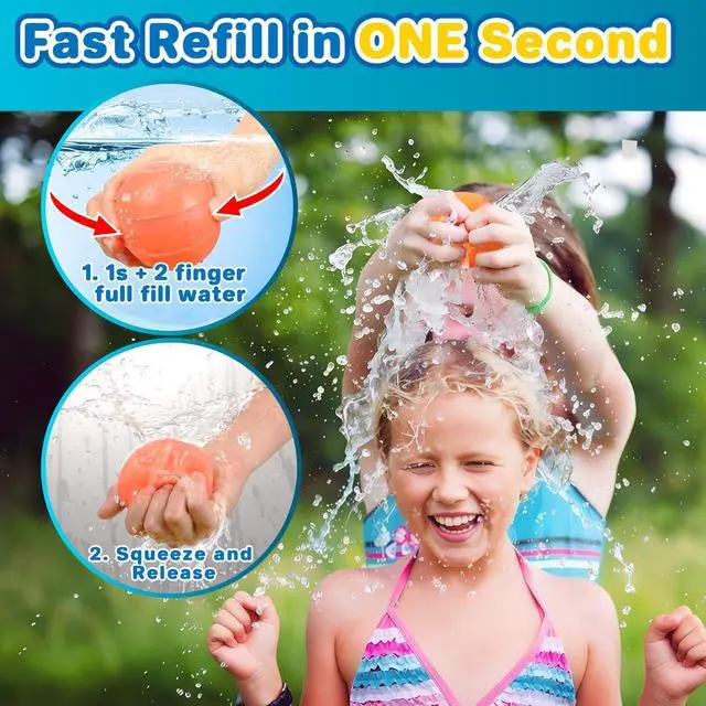 Alt view image 6 of 7 - 12-Pack Reusable Water Balloons, Magnet-Free Silicone Refillable Splash Balls, Self-Sealing Outdoor Summer Water Toys for Kids and Family