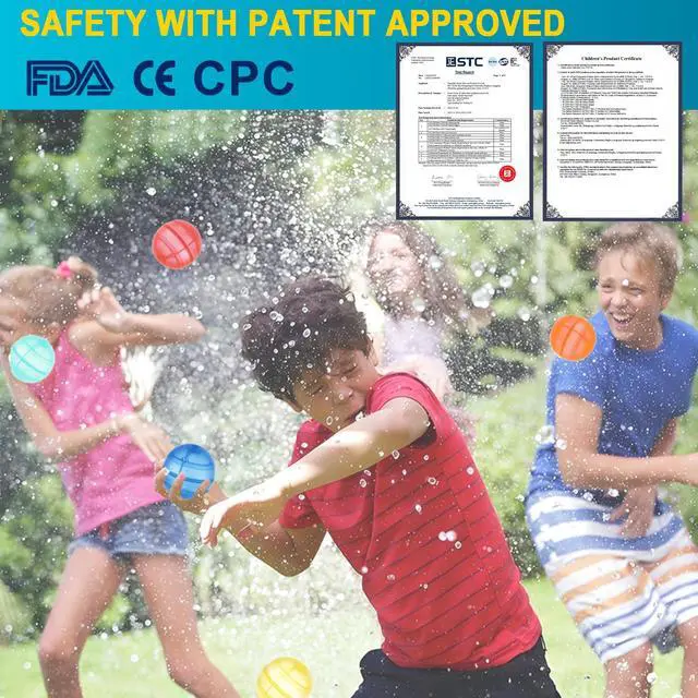 Alt view image 5 of 7 - 12-Pack Reusable Water Balloons, Magnet-Free Silicone Refillable Splash Balls, Self-Sealing Outdoor Summer Water Toys for Kids and Family