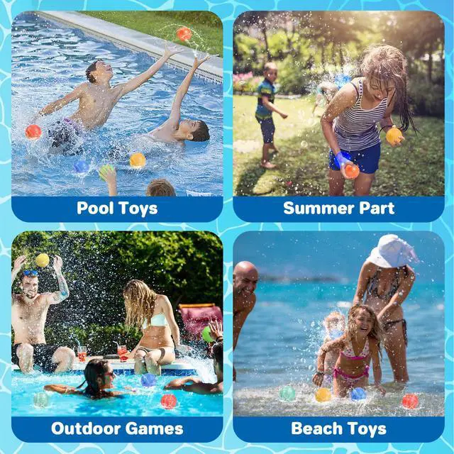 Alt view image 7 of 7 - 12-Pack Reusable Water Balloons, Magnet-Free Silicone Refillable Splash Balls, Self-Sealing Outdoor Summer Water Toys for Kids and Family