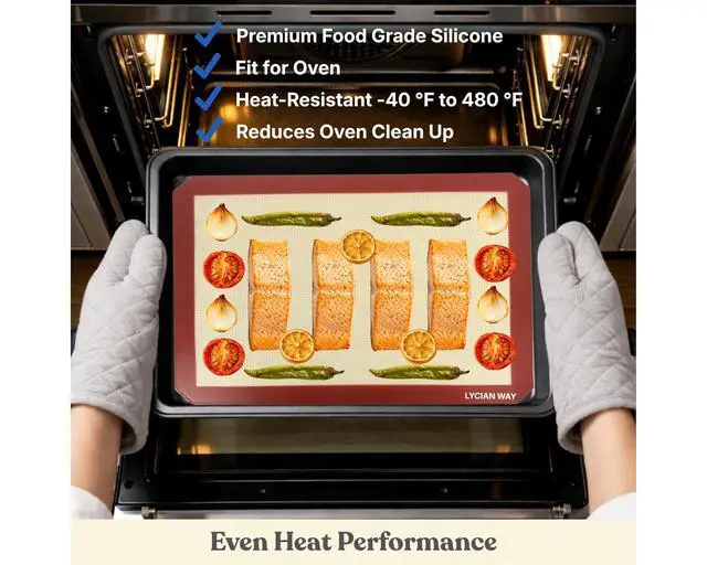 Alt view image 3 of 7 - Silicone Baking Mats Set of 2, Half Sheet Nonstick Reusable Extra Thick Baking Sheet Liners for Cookies, Macarons, Bread, Pizza, Pastry, Red