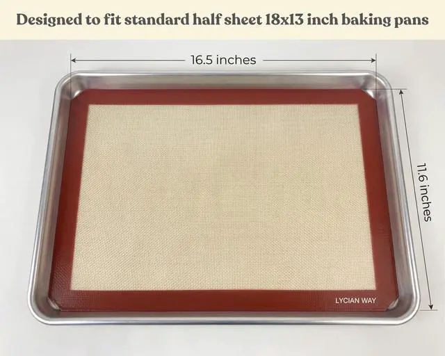 Alt view image 6 of 7 - Silicone Baking Mats Set of 2, Half Sheet Nonstick Reusable Extra Thick Baking Sheet Liners for Cookies, Macarons, Bread, Pizza, Pastry, Red