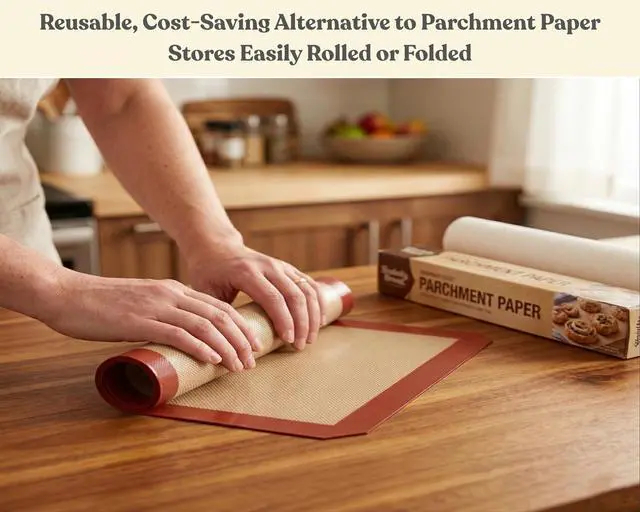 Alt view image 7 of 7 - Silicone Baking Mats Set of 2, Half Sheet Nonstick Reusable Extra Thick Baking Sheet Liners for Cookies, Macarons, Bread, Pizza, Pastry, Red