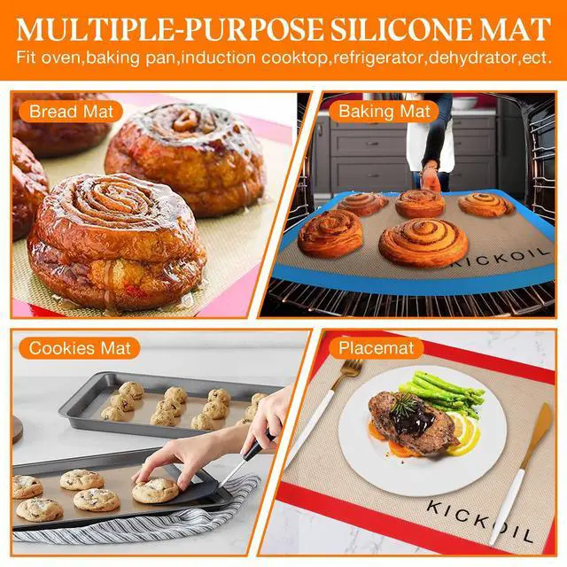 Alt view image 6 of 6 - Small Silicone Baking Mats Quarter Sheet Non Stick Reusable Silicone Oven Liners, BPA Free, Food Grade Baking Mats for Cookies, Macarons Bread & Pastry, Toaster Pad Set of 3 Pack 11.6'' x 8.5''