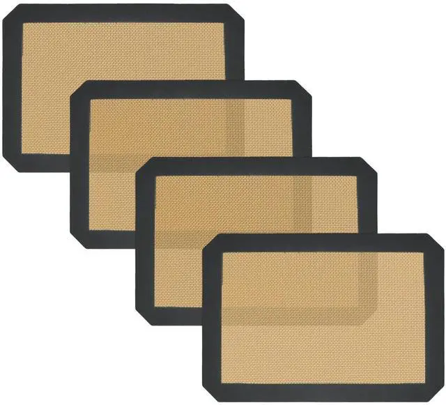 Main image of Small Silicone Baking Mats, Set of 4,11-4/5x8-1/4 Inch Quarter Sheet Size, Non Stick, BPA Free, 1/4 Baking Sheet Pan Liner for Cookies, Macaron, Bread, Pastry, Toaster (Grey)
