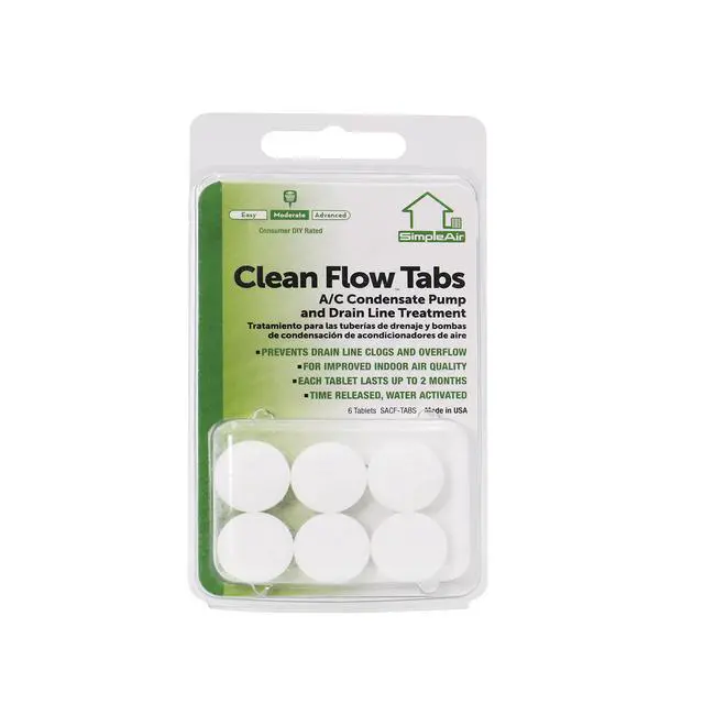 Main image of SACF Drain Line Clean Flow Tabs, for AC Units, HVAC Systems, Dehumidifiers, Condensate Drain Line Applications, 6 Count (1 Pack)