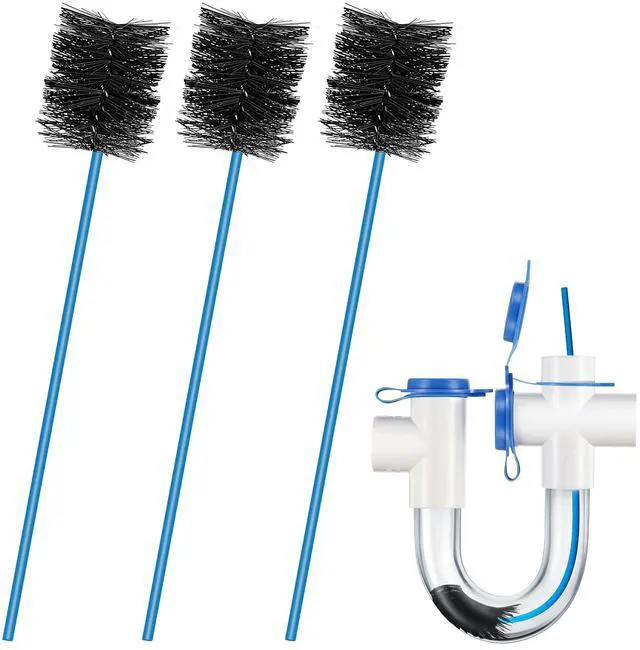 Main image of 3 Pcs Condensate Trap Flexible Drain Brush, 16 Inch AC Drain Line Cleaning Brush for AC & HAVC Condensate P Trap, Blue