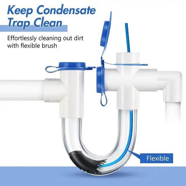 Alt view image 2 of 7 - 3 Pcs Condensate Trap Flexible Drain Brush, 16 Inch AC Drain Line Cleaning Brush for AC & HAVC Condensate P Trap, Blue