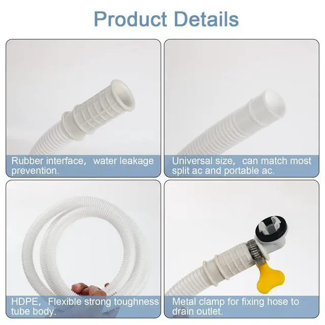 Alt view image 3 of 7 - 5 Ft Air Conditioner Drain Hose Kit Plastic Tubing for AC Condensate Flexible Durable Drain Hose for Mini Split AC Portable AC Washer Dishwasher Faucet