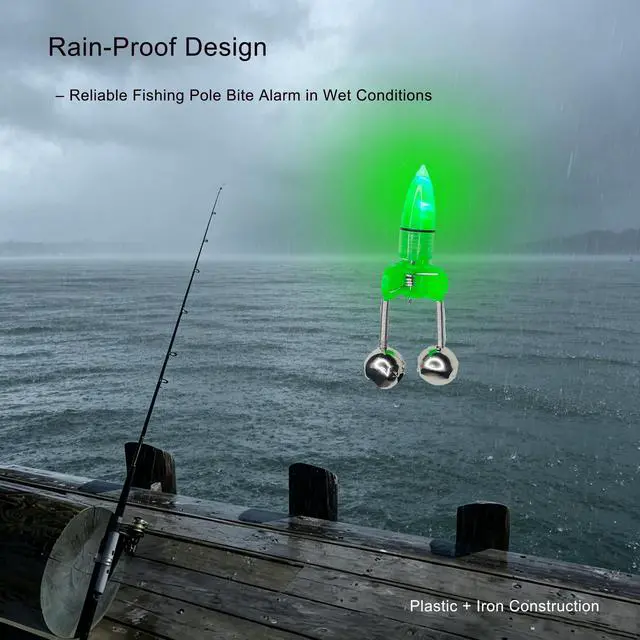 Alt view image 4 of 6 - Fishing Bells with Lights 20 Pcs LED Night Fishing Lights 10 Pcs Fishing Rod Bait Alarm Bell Night Fishing Accessories Bait Alarm Bell Rod Clip Tip for Fishing(Green)