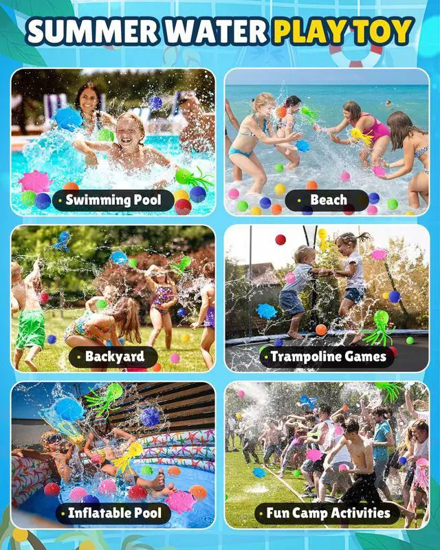 Alt view image 2 of 6 - 18 Pcs Reusable Water Balloons for Kids - Quick Fill Water Toys for Toddler Pool Toys, Summer Outdoor Games pool toys for kids ages 4-12 with Refillable Water Balls