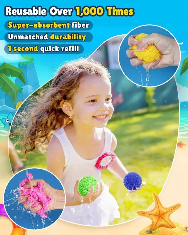 Alt view image 3 of 6 - 18 Pcs Reusable Water Balloons for Kids - Quick Fill Water Toys for Toddler Pool Toys, Summer Outdoor Games pool toys for kids ages 4-12 with Refillable Water Balls