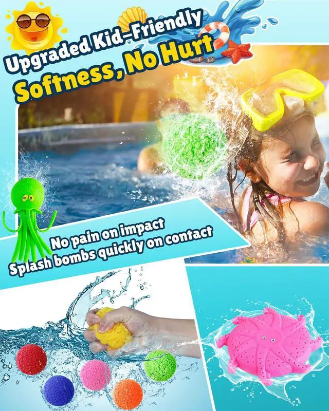 Alt view image 4 of 6 - 18 Pcs Reusable Water Balloons for Kids - Quick Fill Water Toys for Toddler Pool Toys, Summer Outdoor Games pool toys for kids ages 4-12 with Refillable Water Balls