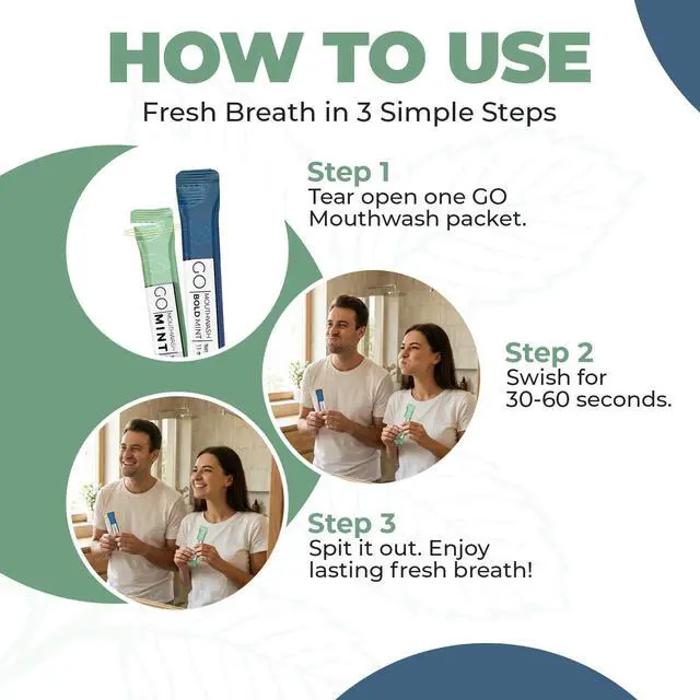 Alt view image 3 of 6 - Bold Mint GO Travel Size Mouthwash Packets Individual Mini Mouthwash for Fresh Breath - Smart Single Packet Design to Reduce Travel Bottle Waste.