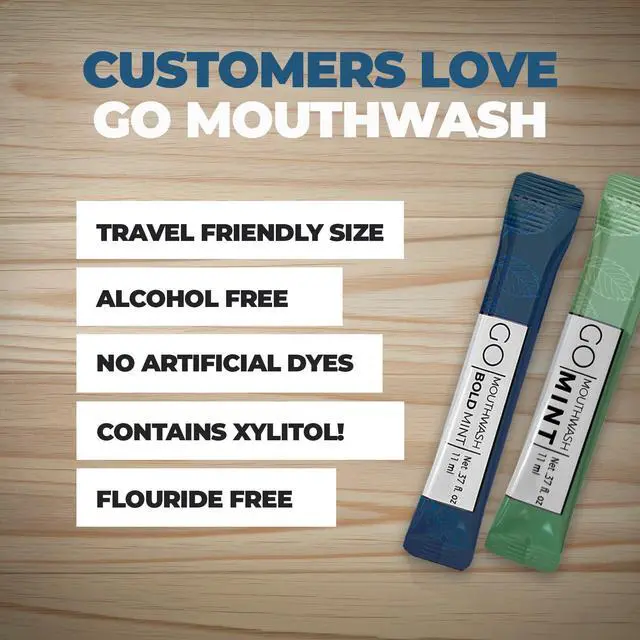 Alt view image 5 of 6 - Bold Mint GO Travel Size Mouthwash Packets Individual Mini Mouthwash for Fresh Breath - Smart Single Packet Design to Reduce Travel Bottle Waste.