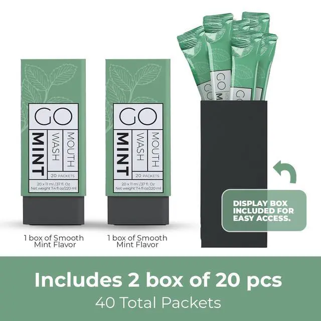Alt view image 2 of 6 - GO Travel Size Mouthwash Packets Individual Mini Single Packets for Fresh Breath - TSA Compliant - Smart Packet Design to Reduce Travel Bottle Waste. Alcohol-Free.