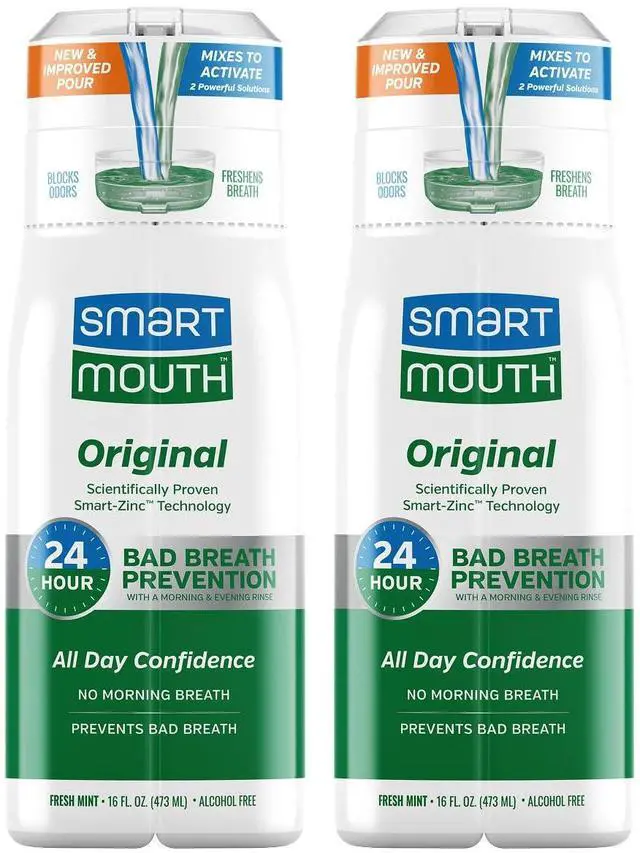 Main image of Original Zinc Activated Mouthwash - Instant Fresh Breath Mouthwash - Eliminates Bad Odors and Bad Breath - Alcohol-Free, Sugar-Free, Gluten-Free - Fresh Mint - 16 fl oz (2 Pack)
