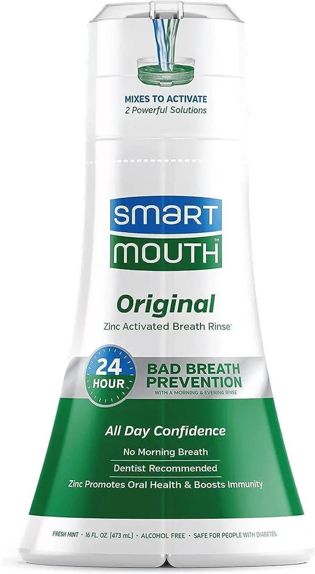 Alt view image 4 of 7 - Original Zinc Activated Mouthwash - Instant Fresh Breath Mouthwash - Eliminates Bad Odors and Bad Breath - Alcohol-Free, Sugar-Free, Gluten-Free - Fresh Mint - 16 fl oz (2 Pack)