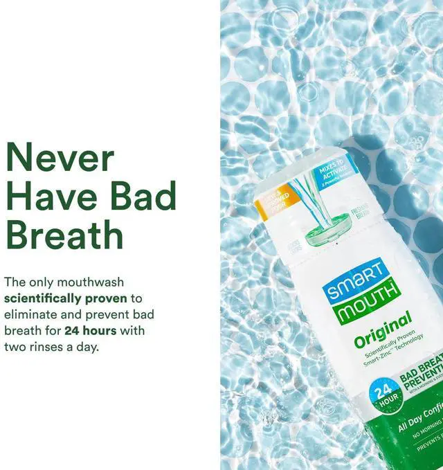 Alt view image 6 of 7 - Original Zinc Activated Mouthwash - Instant Fresh Breath Mouthwash - Eliminates Bad Odors and Bad Breath - Alcohol-Free, Sugar-Free, Gluten-Free - Fresh Mint - 16 fl oz (2 Pack)