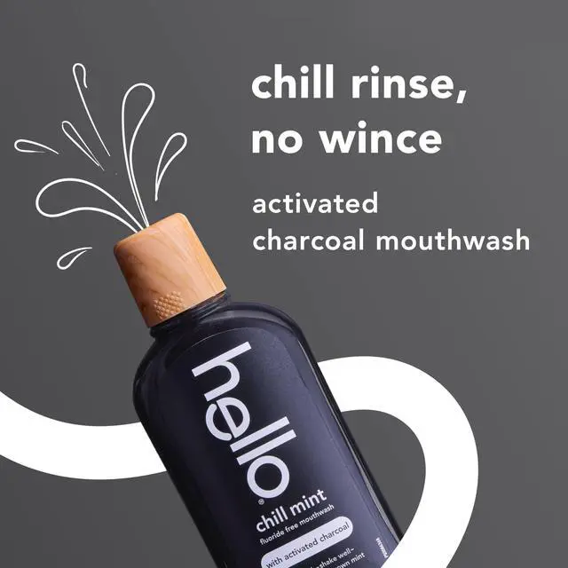 Alt view image 2 of 7 - Chill Mint Alcohol Free Mouthwash with Activated Charcoal, 17.6 Fl Oz, Fluoride Free Mouthwash with Farm Grown Mint and Coconut Oil, Vegan, Minty Oral Rinse (Pack of 3)