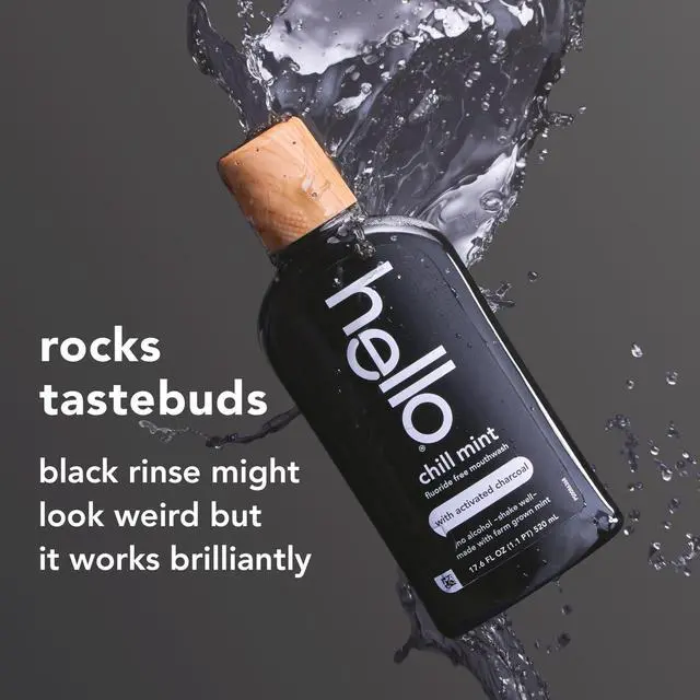 Alt view image 3 of 7 - Chill Mint Alcohol Free Mouthwash with Activated Charcoal, 17.6 Fl Oz, Fluoride Free Mouthwash with Farm Grown Mint and Coconut Oil, Vegan, Minty Oral Rinse (Pack of 3)