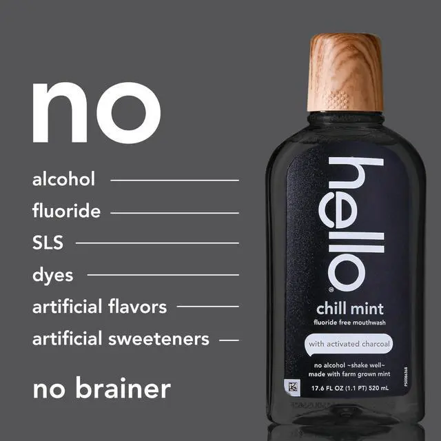 Alt view image 6 of 7 - Chill Mint Alcohol Free Mouthwash with Activated Charcoal, 17.6 Fl Oz, Fluoride Free Mouthwash with Farm Grown Mint and Coconut Oil, Vegan, Minty Oral Rinse (Pack of 3)