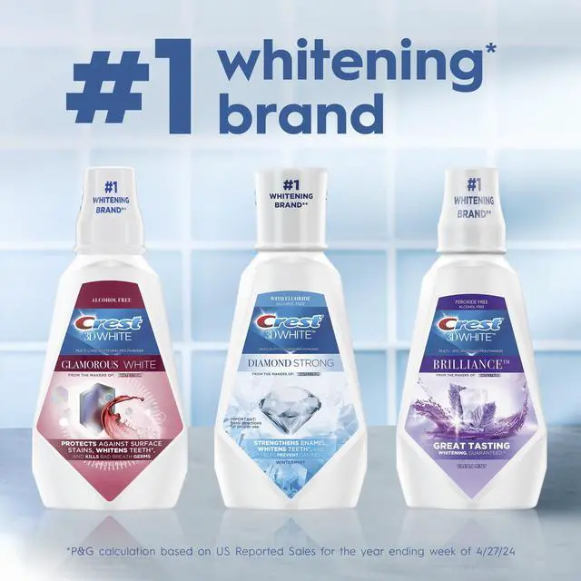 Alt view image 7 of 7 - 3D White Mouthwash, Teeth Whitening for Adults, 1L, 2 Pack, Alcohol Free Mouth Rinse, Breath Freshener, Antibacterial, Antiseptic, Bad Breath Treatment, Peroxide Free, Clean Mint