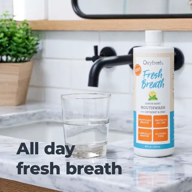 Alt view image 5 of 7 - Lemon Mint Fresh Breath Mouthwash Bad Breath Treatment SLS & Fluoride Free Alcohol Free, Gentle Nonburning with Xylitol & Essential Oils 16 Fl Oz