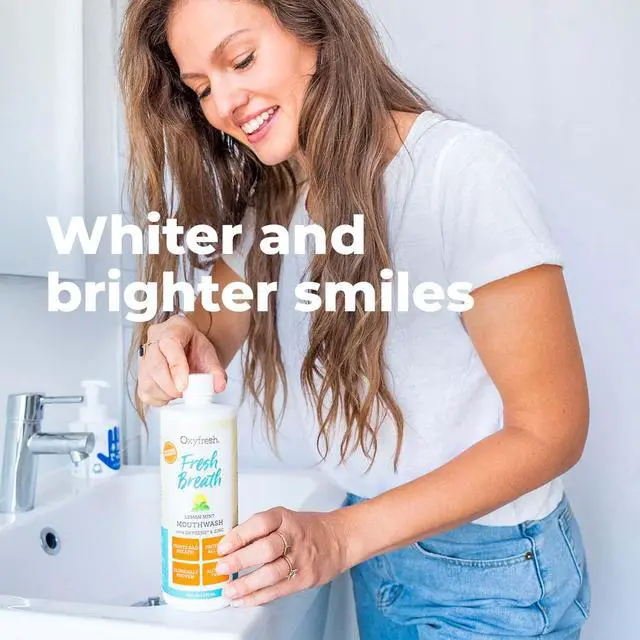 Alt view image 7 of 7 - Lemon Mint Fresh Breath Mouthwash Bad Breath Treatment SLS & Fluoride Free Alcohol Free, Gentle Nonburning with Xylitol & Essential Oils 16 Fl Oz