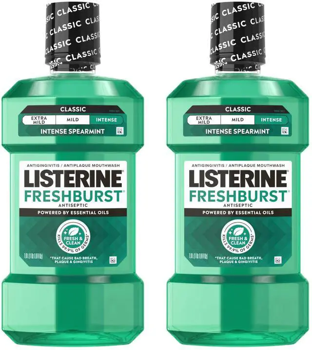 Main image of Freshburst Intense Antiseptic Mouthwash for Bad Breath, Kills 99.9% of Germs that Cause Bad Breath & Fight Plaque & Gingivitis, ADA Accepted Mouthwash, Convenience Pack, 2 x 1 L