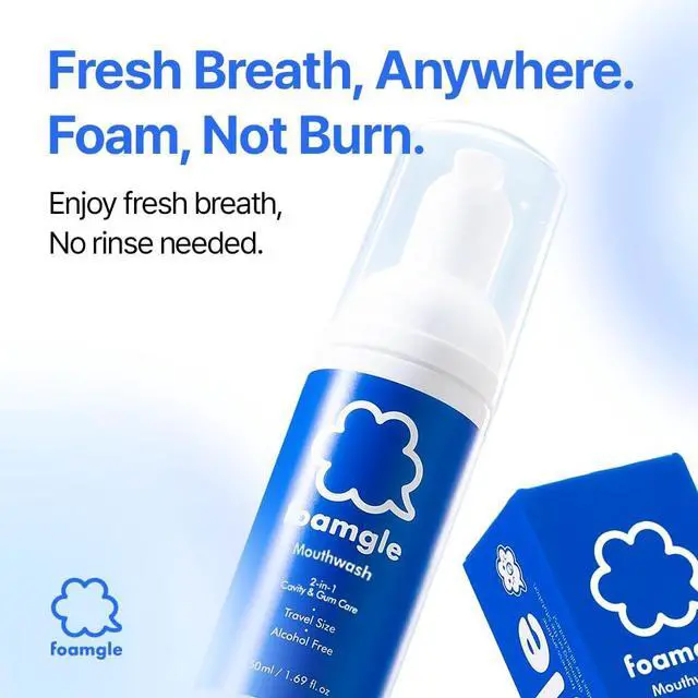 Alt view image 3 of 7 - 2-in-1 Foam Mouthwash & Toothpaste - Waterless Travel Size Oral Care, Portable Mouthwash Foam for Refreshing Breath, No Alcohol, Fluoride Free, Made in Korea 50 mL / 1.69 fl oz