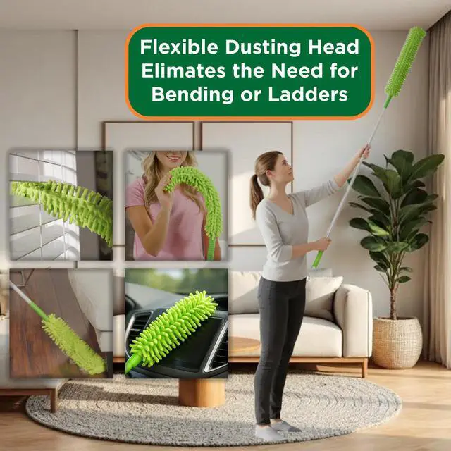 Alt view image 4 of 7 - Ceiling Fan Blade Cleaner & Duster | Extendable Pole for High Ceilings, Moldings, Blinds, Walls & Cars, Corner Cleaning Tool, with Reusable Microfiber Pads | Size 3 feet (Pack of 1)