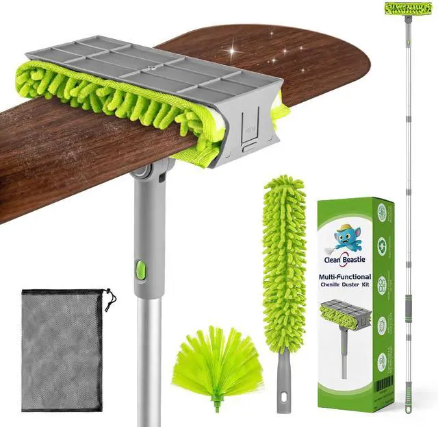 Main image of Ceiling Fan Cleaner Duster with 6 Ft/77'' Extendable Long Handle Multi-Functional Chenille Fan Duster for Ceiling Fan Blades, Blind, Cobweb, Vent, Wall