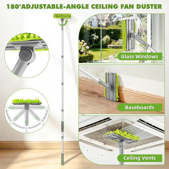 Alt view image 5 of 7 - Ceiling Fan Cleaner Duster with 6 Ft/77'' Extendable Long Handle Multi-Functional Chenille Fan Duster for Ceiling Fan Blades, Blind, Cobweb, Vent, Wall