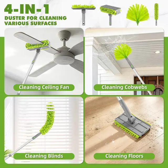 Alt view image 7 of 7 - Ceiling Fan Cleaner Duster with 6 Ft/77'' Extendable Long Handle Multi-Functional Chenille Fan Duster for Ceiling Fan Blades, Blind, Cobweb, Vent, Wall