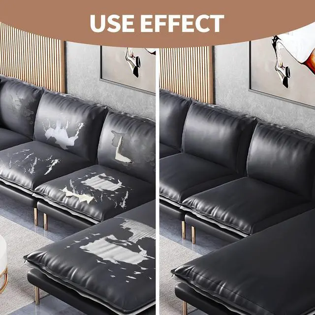 Alt view image 4 of 6 - Leather Repair Patch, Self-Adhesive Couch Patch, Multicolor Available Scratch Leather 16X60 Inch Peel and Stick for Sofas, Car Seats (Ink Black)